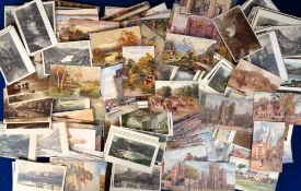Postcards, Artist Drawn Views, a selection of approx. 500 cards of UK, and some foreign, views to