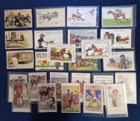 Postcards, Racing, Comic, 25 cards to include Wrench (No. 2593) Uppish, Lawson Wood, Tom Browne, Reg