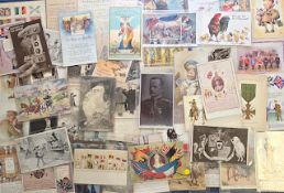 Postcards, Patriotic, approx. 55 cards to include comic, portraits, flags, romantic, children, UK
