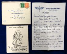 Ephemera, Bruce Bairnsfather, a hand written letter dated 30/1/43 on United States Army Air Corps