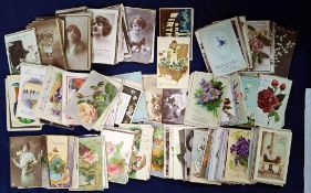 Postcards, Greetings, approx. 550 cards, nearly all Birthday. Printed / Photographic, some embossed,