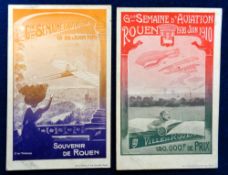 Postcards, Early Aviation, Advertising, 2 cards to comprise different 'posters' for the 'Gde Semaine