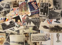 Postcards, Military, 100+ cards to include portraits, camps, work parties, NAAFI Clubs, comic,