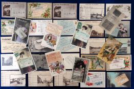 Postcards, Telegrams, approx. 30 cards all relating to telegrams to include romantic, comic,