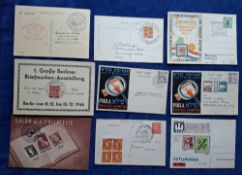 Postcards, Postal History, 77 cards for Philatelic Exhibitions & Congresses World Wide including Tel