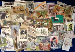 Postcards, Dogs, approx 300 cards to include RPs, printed and artist drawn. Subjects include