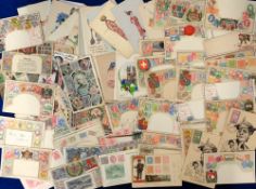 Postcards, Stamp Cards, approx. 90 cards featuring stamps from around the world to include