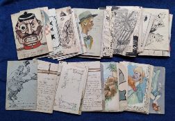 Postcards, Art & Drawings, approx. 175 cards, some printed but many hand drawn, some artist signed