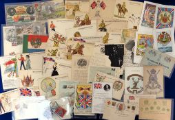 Postcards, Boer War, Flags, Maps and Songs, 54 cards, mainly artist drawn, to include Patriotic