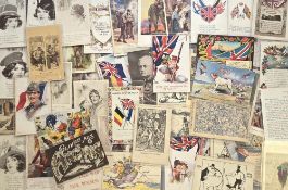 Postcards, Patriotic, approx. 55 cards to include comic, flags, portraits, romantic, greetings