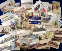 Postcards, Rail, approx. 250 cards, RPs, printed and artist drawn, mostly locomotives with some