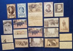 Postcards, Military Fundraising, WW1 and WW2, 18 items to comprise 4 Thank You cards from soldiers