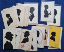 Postcards, Novelty, 53 cards, all hand crafted silhouettes, many prepared for the customer at