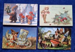 Postcards, Mushrooms & Toadstools, 47 cards several artist signed including cards from Arthur