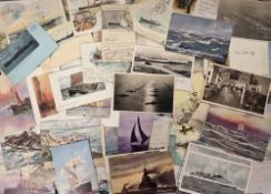 Postcards, Shipping, 90+ cards RPs, printed and artist drawn to include many different lines,