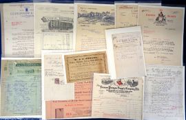 Ephemera, Bill Heads, Paper, 23 decorated bill heads. Printers, bookbinders, stationers, paper bag