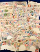 Postcards, Stamp Cards, approx. 90 cards featuring stamps from around the world to include