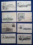 Postcards, Naval, Germany, 14 printed cards, each one featuring a Battleship and inset portrait of