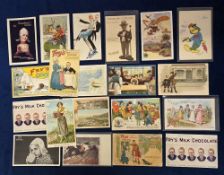 Postcards, Advertising, Chocolate, 20 cards to include Fry's (10), Tobler Walt Disney, Chocolat