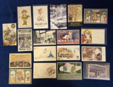 Postcards, Advertising, 18 cards to include St. Michel cigarettes (Beatrice Mallet), Havana