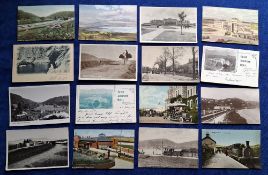 Postcards, Ireland, 103 cards, many transport related including Stations at Vale of Arklow,