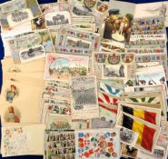 Postcards, Coin, Stamp, Crest and Flag cards, approx. 250 attractive foreign cards, many embossed