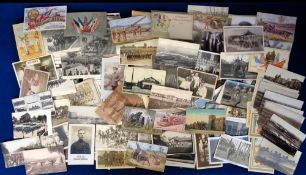 Postcards, Military, approx. 500 cards, most UK, some foreign, RPs, printed and artist drawn, to