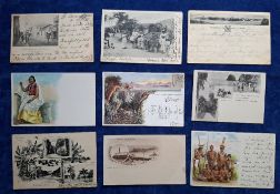 Postcards, Caribbean, 23 early cards, including Native Indians British Guiana chromo, Wreck of the