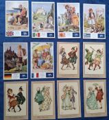 Postcards, Children / Military art drawn, 48 cards in 8 sets of 6. Italian Military Humour unknown