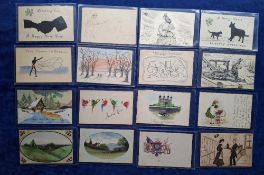 Postcards, Art, 66 cards all Hand Drawn examples, some coloured painted, others black & White ink