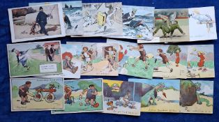 Postcards, Artists, 88 cards all signed by Lawson Wood; Granpop (23), Military (9), Foldout