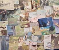 Postcards, Fairies, Cherubs, Cupids, Angels etc, 35 cards, mostly artist drawn many by I.R. & G.