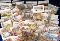 Postcards, Quinton and Wimbush, 400+ cards of artist drawn views by AR Quinton and HB Wimbush.