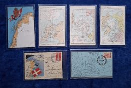Postcard / ephemera, Exploration Maps, 6 map cards, with 5 related to Polar Exploration; Vers le