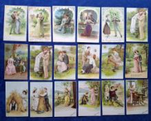 Postcards, Romance, 52 cards all colour printed, majority are embossed and many with gold leaf