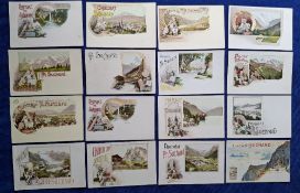 Postcards, Advertising, 75 cards, all Suchard, mainly Chromo Lito Views / National Types, a few
