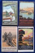 Postcards, Railway, 10 French Poster style Rail Advertisement cards, 6 cards Chemin de Fer de L'Etat