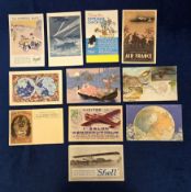 Postcards, Advertising, Transport and Travel, 11 cards to include Pratts, Shell, New Departure