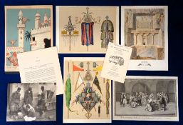 Ephemera, Persia, Iran, Ephemera, 22 items to comprise 3 early 18thC prints (1 by J. Mynde), 2 19thC