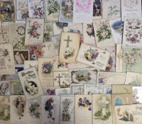 Postcards, Easter, Crosses, approx. 100 cards all featuring the cross. Lambs, flowers, angel,