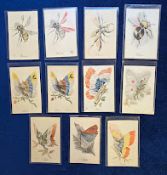 Postcards, WW1, 'Les Allies', 11 cards featuring artist drawn insects with human heads (gd)