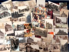 Postcards, Fire Brigade, approx. 70 cards to include petrol, steam and horse-drawn engines, fire