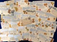 Postcards, Coin Cards, 45+ embossed and gilded cards featuring coins from around the world to