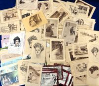 Postcards, Romance, 115+ artist drawn cards, many early, to include Sepia Series, The 'Gibson'