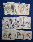 Postcards, Comic, 75 cards; Sporting Duckling Series (set 6 cards) artist signed by Harry Rowntree