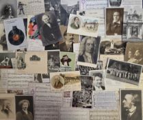 Postcards, Music, approx. 50 cards, printed and artist drawn and RPs, to include portraits,