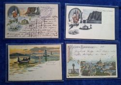 Postcards, Exploration / Postal History, 8 early Norwegian Gruss Aus style cards; Hilsen Fra Norge