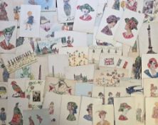 Postcards, Stamp Collages, approx. 195 cards featuring many different subjects to include Polar