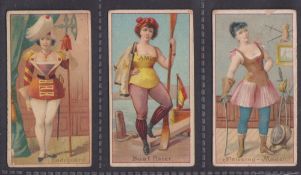 Cigarette cards, USA, Frishmuth Bros, Occupations for Women, three cards, Bodyguard, Boat Racer &