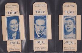 Cigarette cards, Carreras Turf, 2 sets, Radio Celebrities, uncut singles (set 50 cards) & uncut
